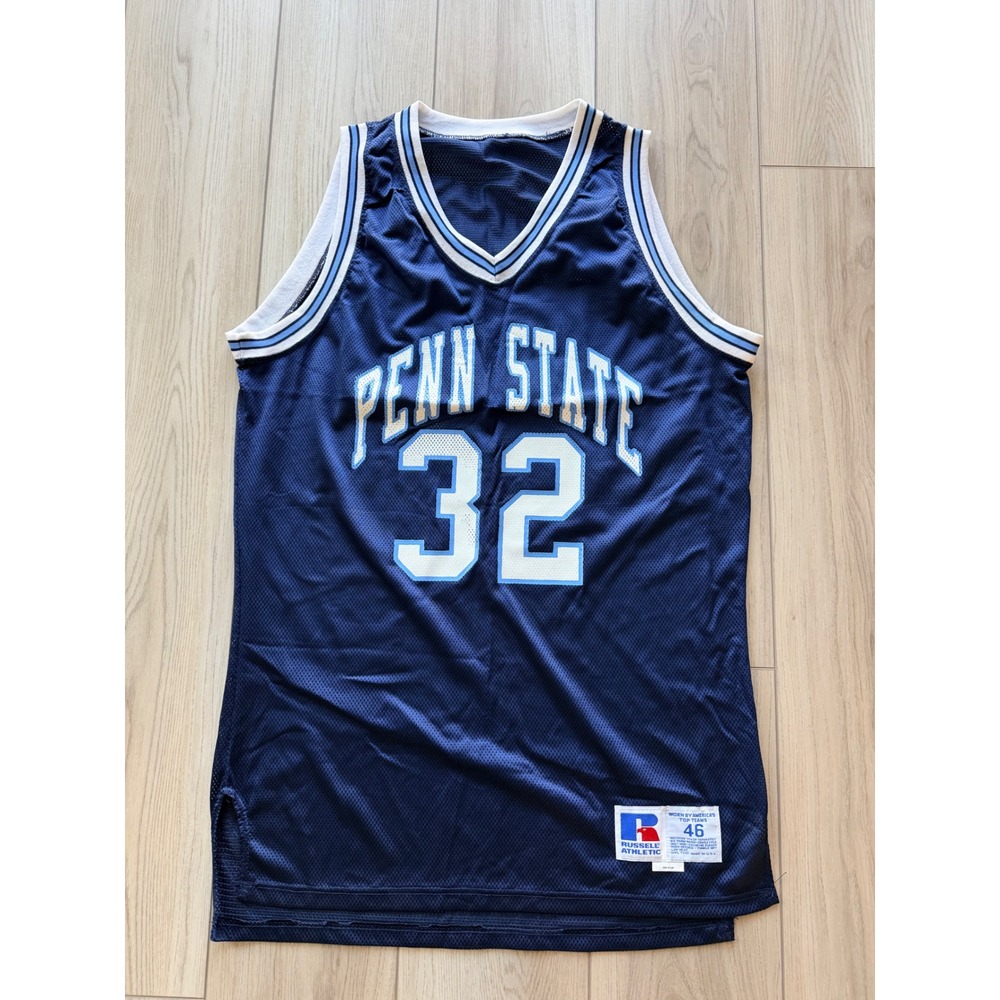 Vintage Russell Athletic Penn State Basketball Jersey Mens 46 Navy Blue 32 NCAA
